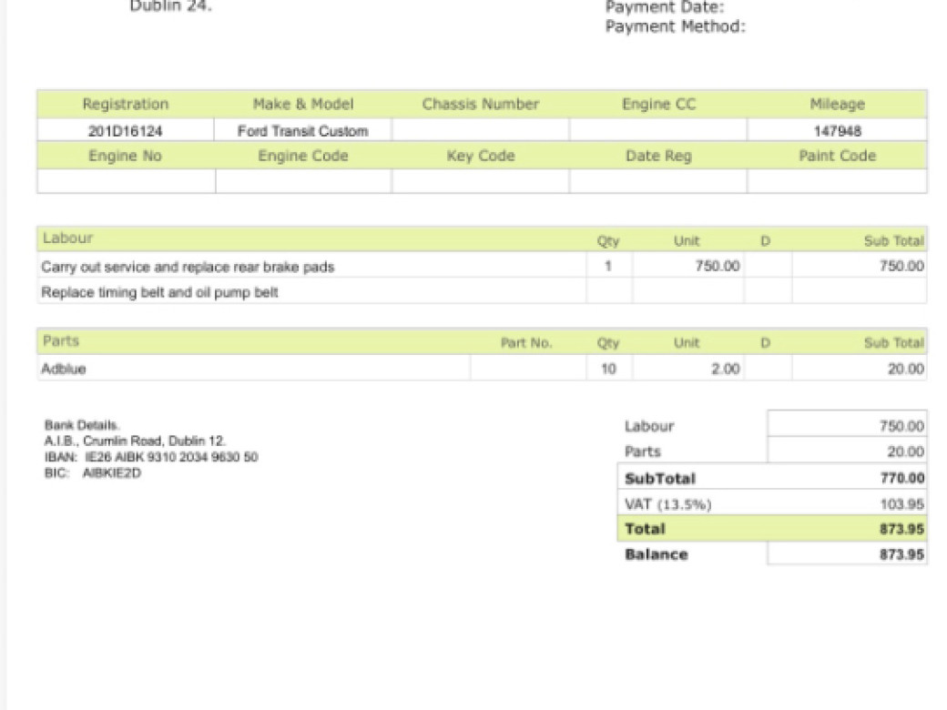2020 Ford Transit Custom